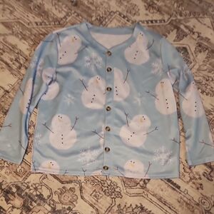 3XL New Snowman Print Button-Up Cardigan
